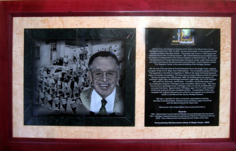 Bill King memorial service plaque